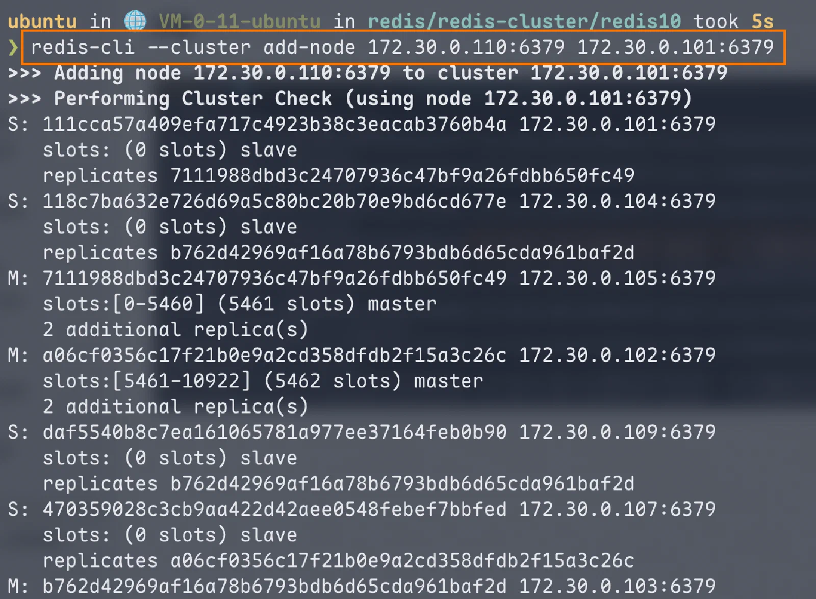 Add redis10 as cluster master
