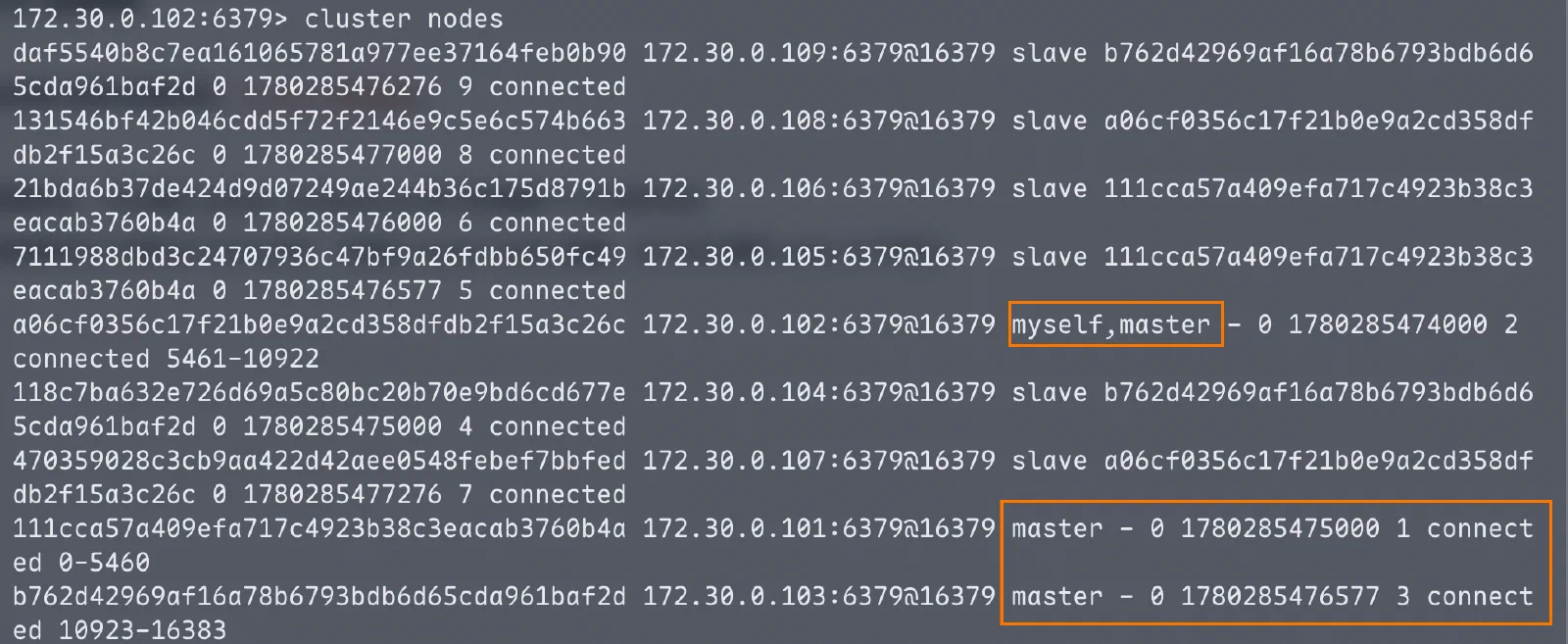 Redis cluster nodes